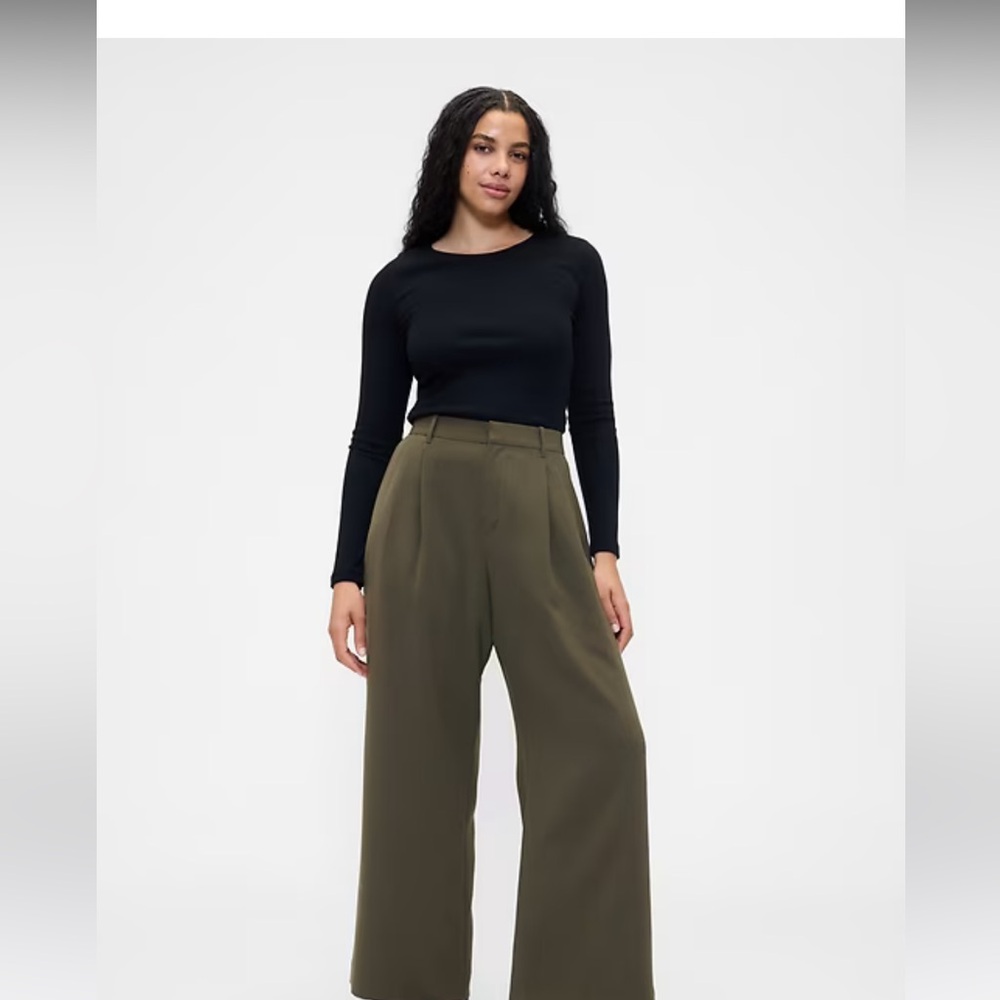 GAP 365 High Rise Pleated Trousers Olive Green 2P